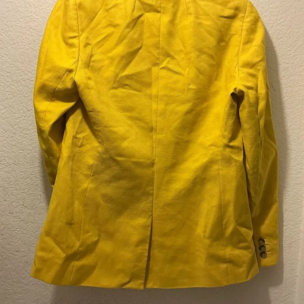 J. Crew Parke Bright Yellow Women's Single-Button Blazer linen blend size 6